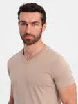 Ombre Men's BASIC classic cotton T-shirt with a v-neck - ash