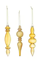 Ozdoba na vánoční stromeček Bloomingville 3-pack žlutá barva