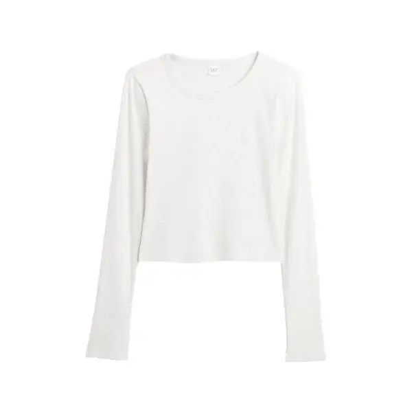 GAP V-JPN LS RIB TEE Dámské crop tričko, bílá, velikost