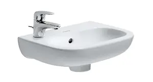 Duravit D-Code - Umývátko 36x27 cm, s 1 otvorem pro baterii vlevo, alpská bílá 07053600092