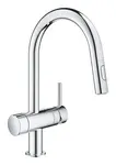 Grohe Minta - Dřezová baterie, s uzavíracím ventilem a vytahovací sprškou , Chrom 31916000