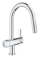 Grohe Minta - Dřezová baterie, s uzavíracím ventilem a vytahovací sprškou , Chrom 31916000
