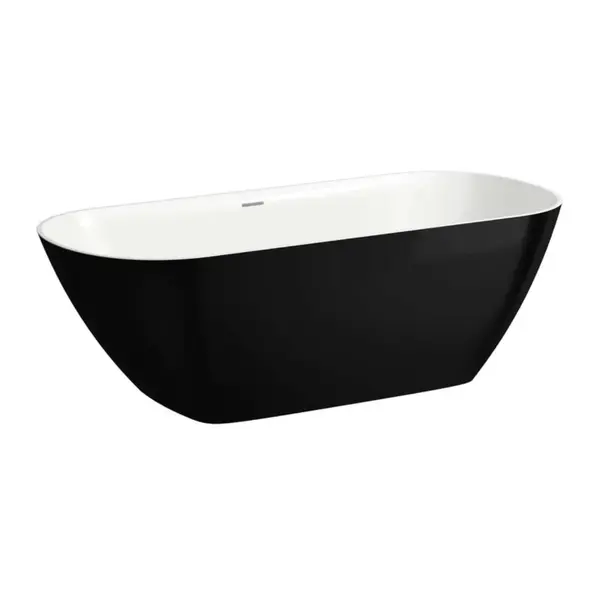 Laufen Lua - Volně stojící vana, 170x75 cm, ClickClack, lesklá černá/bílá H2200820640001