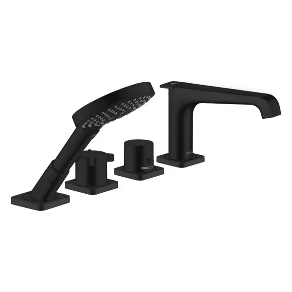 Axor Citterio E - Termostatická baterie na okraj vany, 4-otvorová instalace, matná černá 36410670
