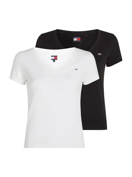 Tommy Jeans Tričko  čierna / biela