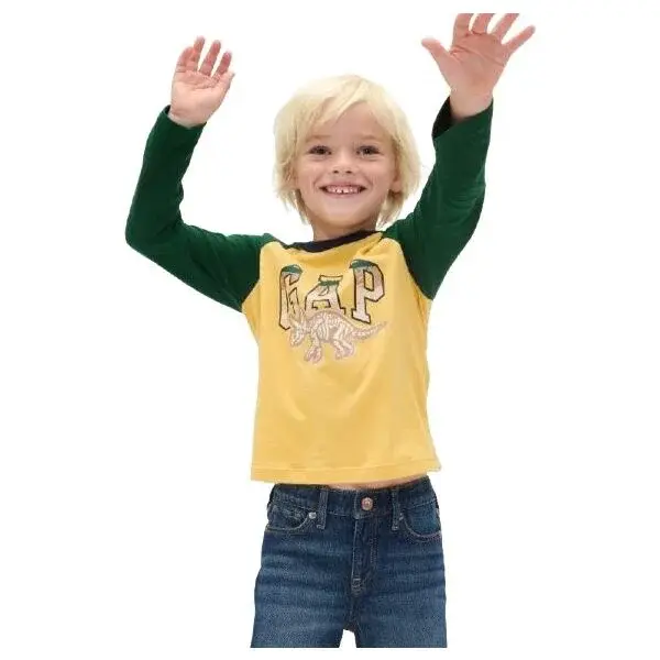GAP V-FRCH LS LOGO RAGLAN T Dětské tričko, žlutá, velikost 3Y