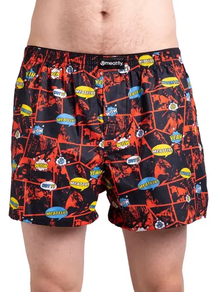 Meatfly pánské boxerky Agostino Double Pack Red/Black Comics | Červená | Velikost S