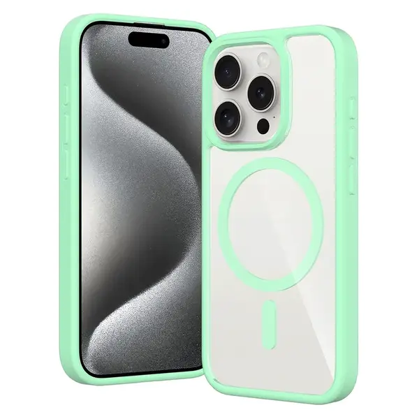JP MagFit Clear MagSafe obal s N52 magnetem, iPhone 15 Pro, zelený