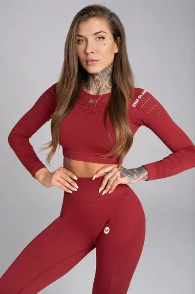 Gym Glamour Crop-Top bezešvý Bordo, M, bordo