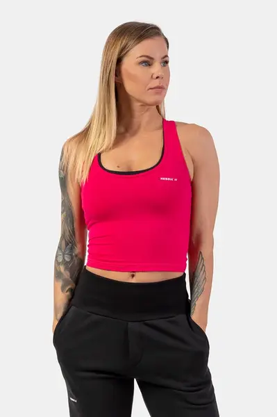 Nebbia Sportovní slim-fit crop tílko 422, L, růžová