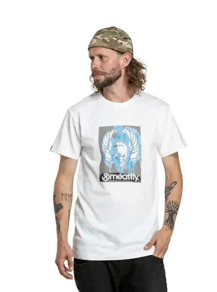 Meatfly pánské tričko Stencil White | Bílá | Velikost XL | 100% bavlna