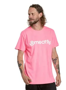 Meatfly pánské tričko Joe Neon Pink/White | Bílá | Velikost XS | 100% bavlna