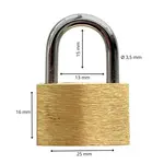 Zámek visací mosazný, 25 mm