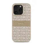 Zadní kryt DKNY PU Leather Repeat Pattern Tonal Stripe pro Apple iPhone 16 Pro, růžová
