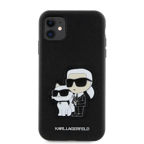 Zadní kryt Karl Lagerfeld PU Saffiano Karl and Choupette NFT pro Apple iPhone 11, černá