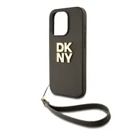 Zaní kryt DKNY PU Leather Stack Logo Wrist Strap pro Apple iPhone 14 Pro Max, zelená