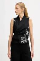 Vlněná vesta Kenzo černá barva, jednořadá, FF52GI0109RA.99