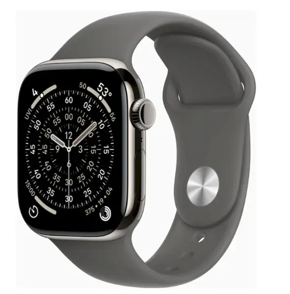 APPLE Watch 11 GPS + Cellular 42mm přírodní titan - skálově šedý sportovní řemínek - M/L