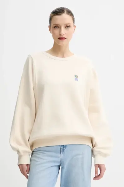 Mikina American Vintage dámská, béžová barva, s aplikací, FIK03A