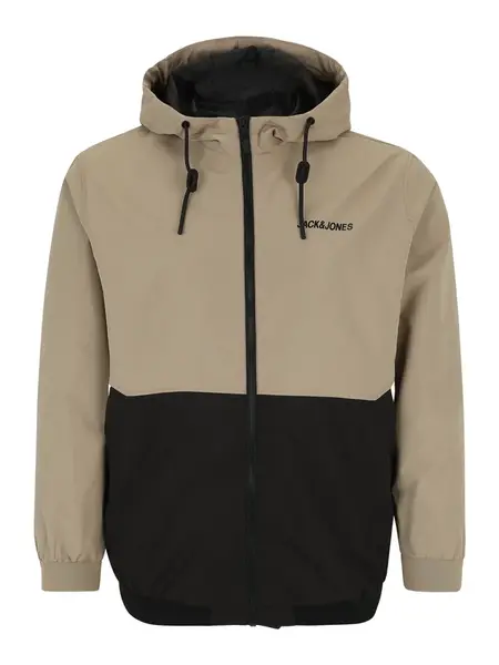 Jack & Jones Plus Prechodná bunda 'JJERUSH'  kaki / čierna