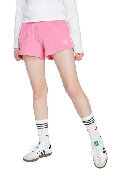 Dětské kraťasy adidas Originals růžová barva, s aplikací, nastavitelný pas, JX2775