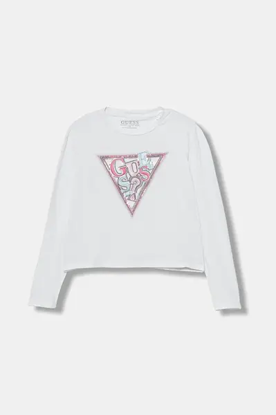 Dětské tričko s dlouhým rukávem Guess bílá barva, J5YI15 K6YW4