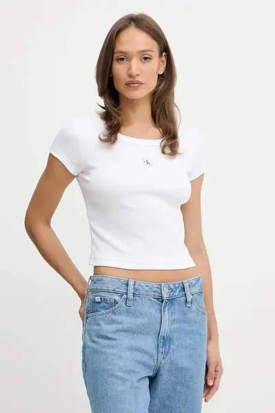 Tričko Calvin Klein Jeans dámské, bílá barva, LV047C200G