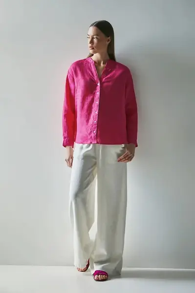 Lněná halenka Medicine růžová barva, hladká