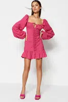 Trendyol Fuchsia Tie Detailní elegantní večerní šaty