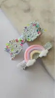 Sponky do vlasů WHITE RAINBOW (2 ks)