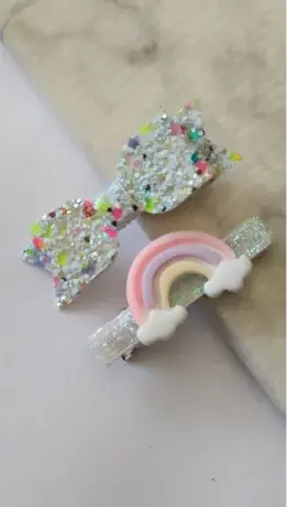 Sponky do vlasů WHITE RAINBOW (2 ks)