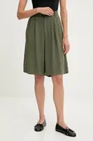 Lněné kraťasy Answear.LAB dámské, zelená barva, high waist