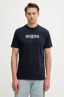 Bavlněné tričko Guess pánské, tmavomodrá barva, s aplikací, M5YI41 KBW41