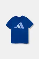 Dětské bavlněné tričko adidas modrá barva, s potiskem, JV9866