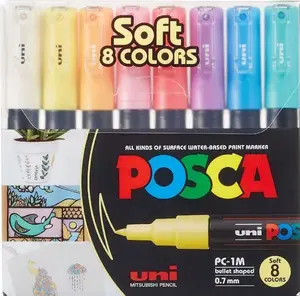 Sada akrylových fixů Uni Posca 0,7mm 8ks pastelové 1M