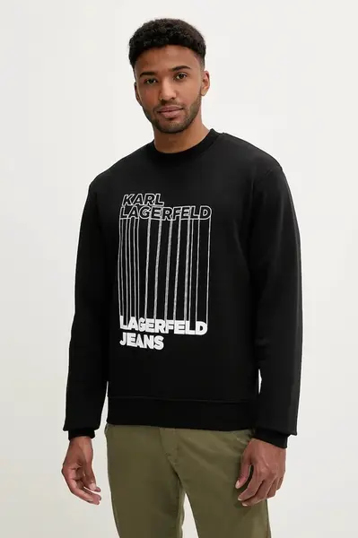 Mikina Karl Lagerfeld Jeans pánská, černá barva, s potiskem, A3M20018