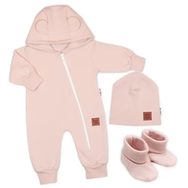 Baby Nellys Rostoucí overal pro miminko, čepice, botky, 3D, růžová,68/74