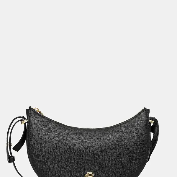 Kožená kabelka BOSS BOSS BEYOND Halfmoon černá barva, 50547705