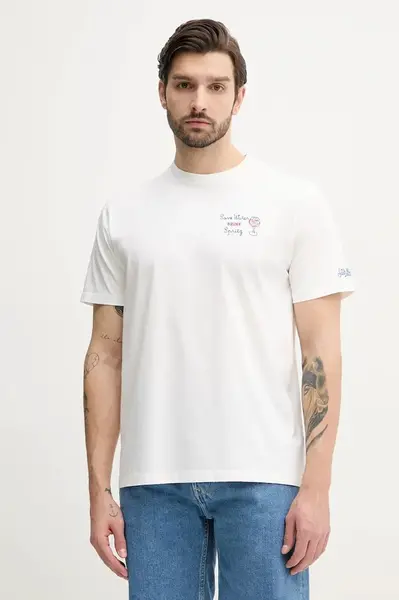 Bavlněné tričko MC2 Saint Barth bílá barva, s aplikací