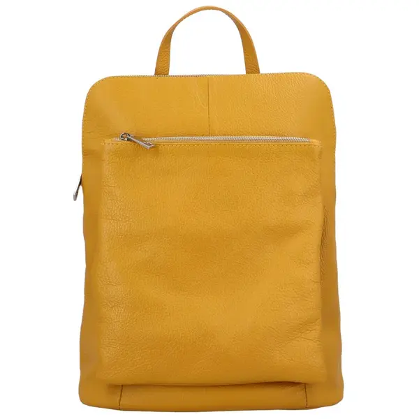 Dámský kožený batůžek kabelka tmavě žlutý - ItalY Houtel