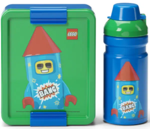 LEGO Rocket svačinový set (láhev a box) - modrá/zelená