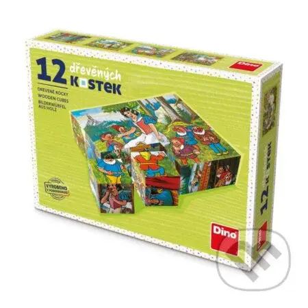 Dřevěné kostky Sněhurka (12 kostek)