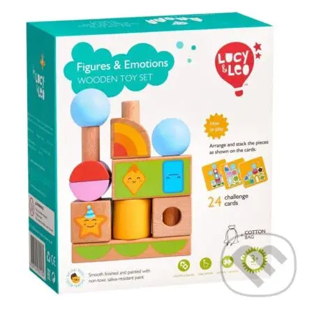 Lucy & Leo dřevěná skládačka s předlohami - Tvary a emoce - hra z kategorie Vzdělávací hry