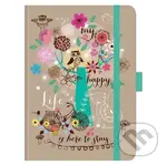 Zápisník Happy life (stredný, linajkovaný)
