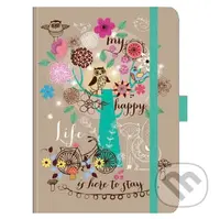 Zápisník Happy life (stredný, linajkovaný)