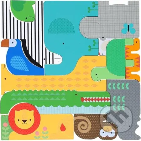 Wooden Puzzle + Play: Shaped Safari Animals - Petit Collage - puzzle z kategorie Maxi dílky