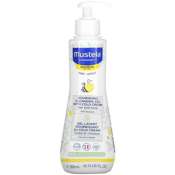 Mustela Dětský vyživující čisticí gel se včelím voskem pro suchou pokožku (Nourishing Cleansing Gel with Cold Cream) 300 ml