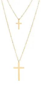 Troli Nadčasový dvojitý pozlacený náhrdelník Křížek