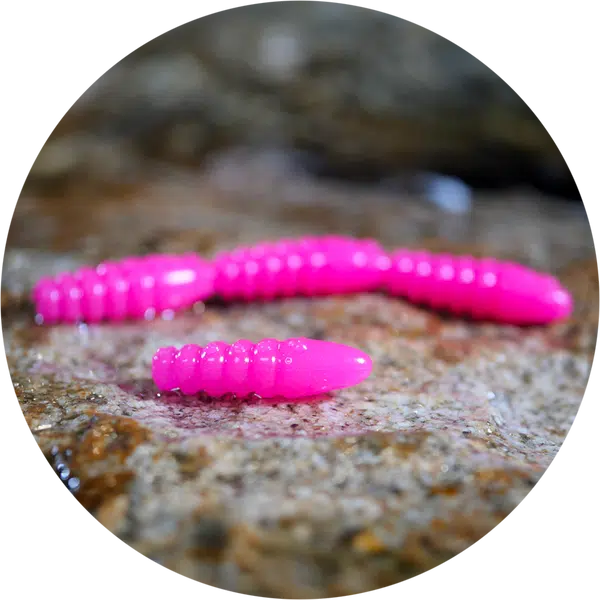 Redbass gumová nástraha trout grub signal pink uv color - 3x33 mm