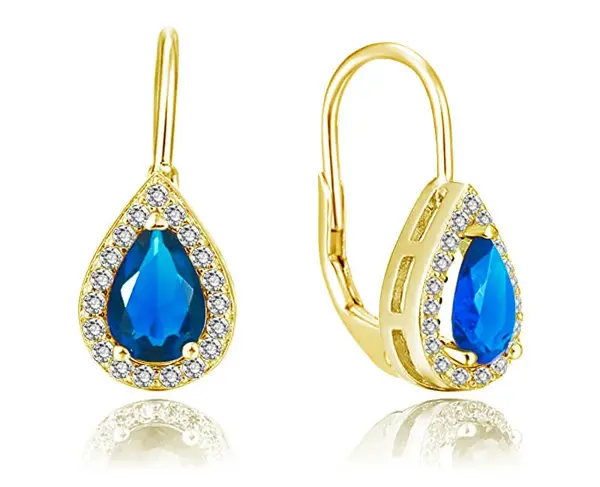 Beneto Pozlacené náušnice s modrými zirkony AGUC2229-GOLD